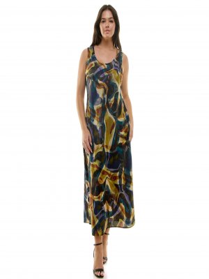 Swirl Sleeveless Midi Dress