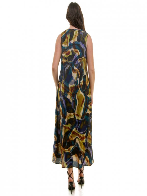 Swirl Sleeveless Midi Dress