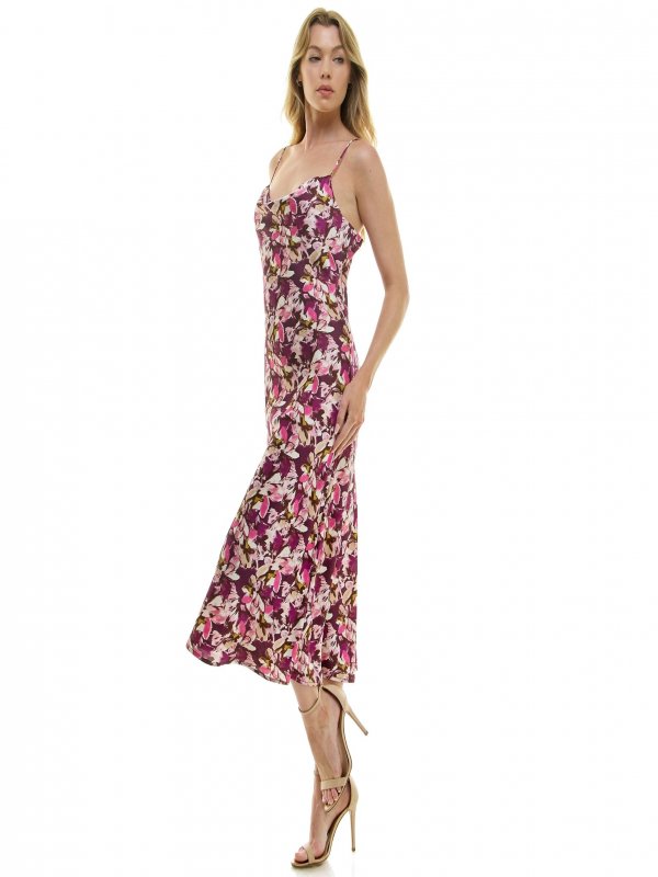 Plum Cowl Neck Midi Slip Dress