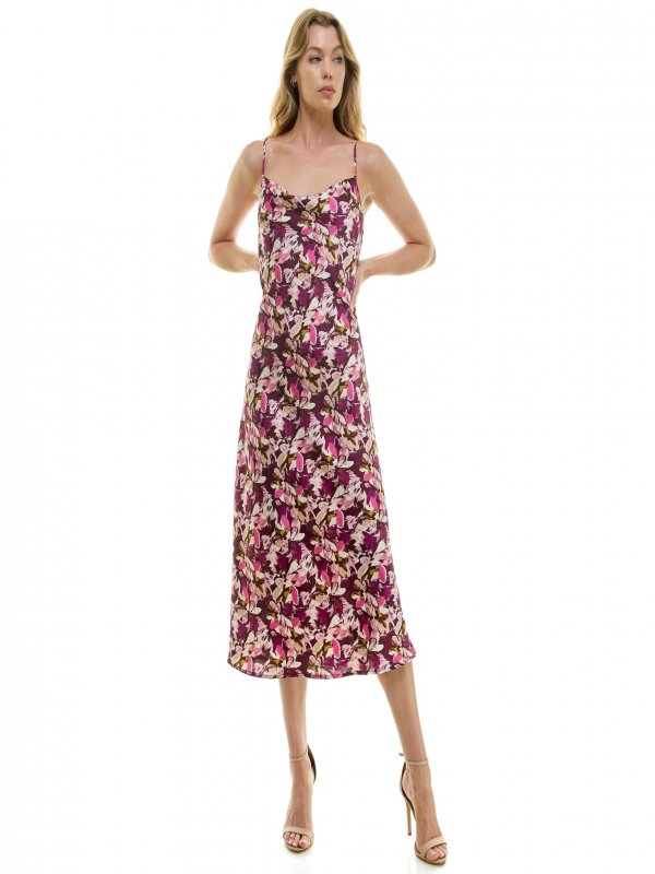 Plum Cowl Neck Midi Slip Dress