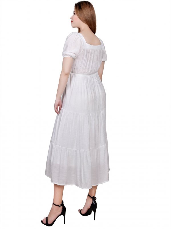 Short Sleeve Tiered Midi Dress